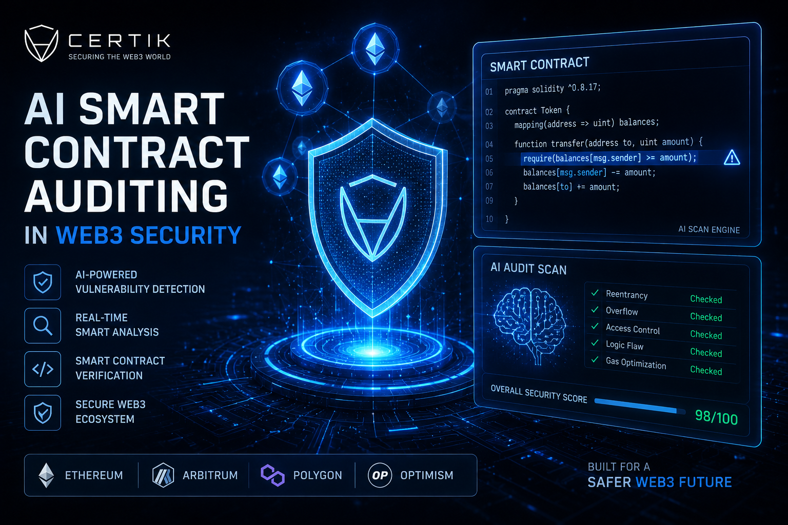 AI-powered smart contract auditing for Web3 security and blockchain vulnerability detection