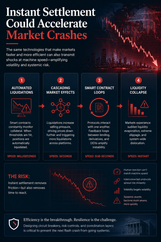 Risks of instant settlement and automated market liquidations