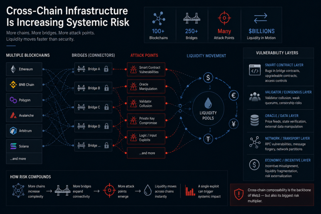 Cross-chain bridge vulnerabilities and blockchain interoperability risks