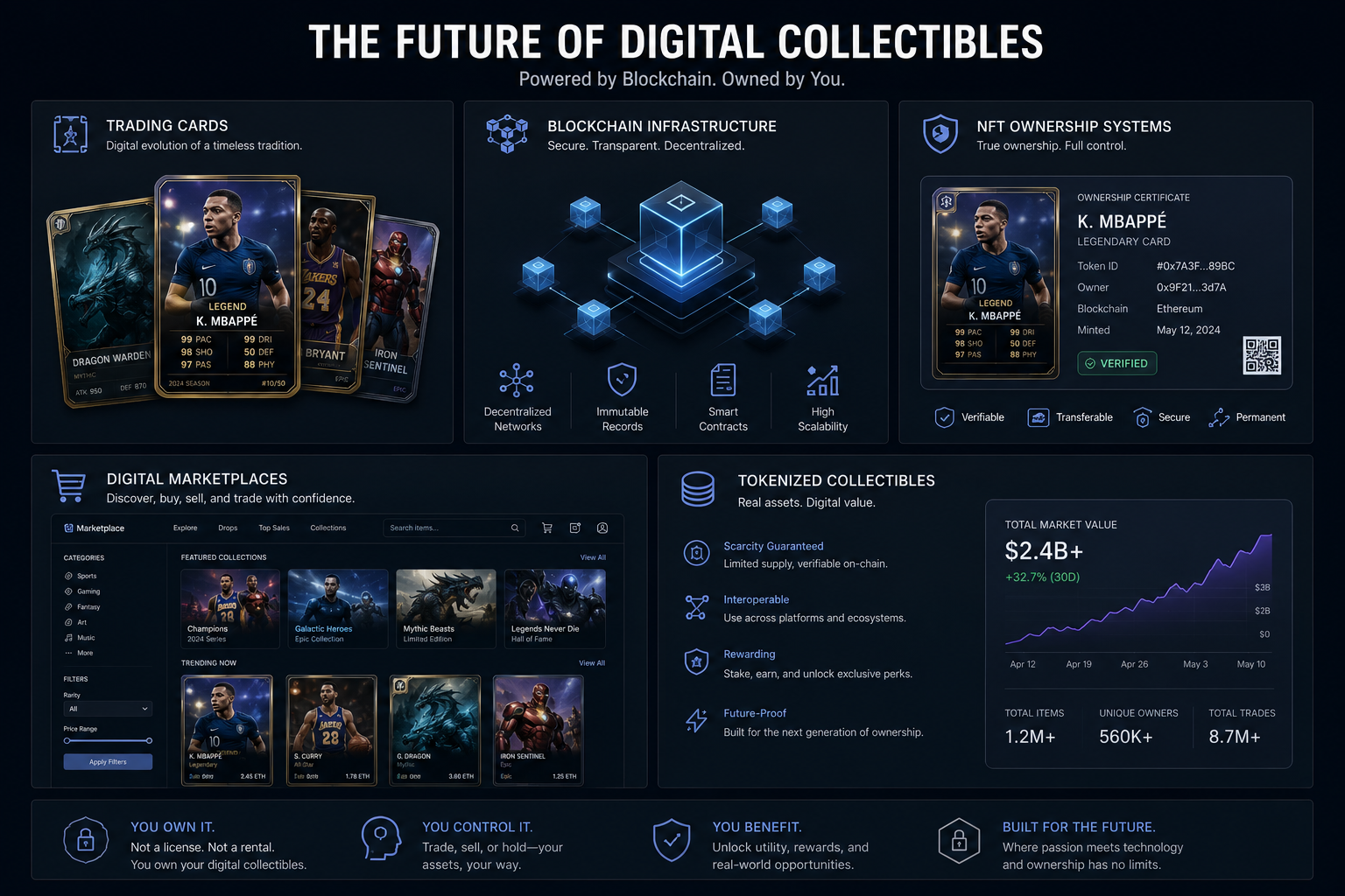 Tokenized trading cards and blockchain collectible marketplace infrastructure