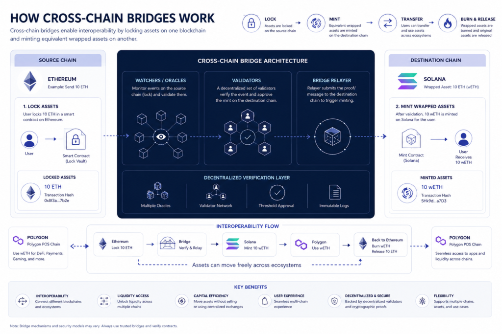 How blockchain interoperability and cross-chain bridge systems function
