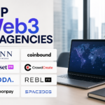 professional Web3 founders and blockchain startup executives meeting with media and investors in a modern corporate office, public relations strategy discussion, cryptocurrency industry business environment, realistic business photography, premium magazine quality, natural lighting, authentic corporate atmosphere, no infographic, no text, no illustration, ultra realistic